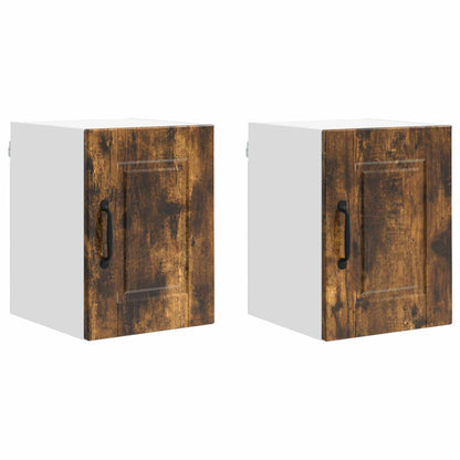 Armadietto a muro PORTO 2 pz Rovere fumé Legno ingegnerizzato
