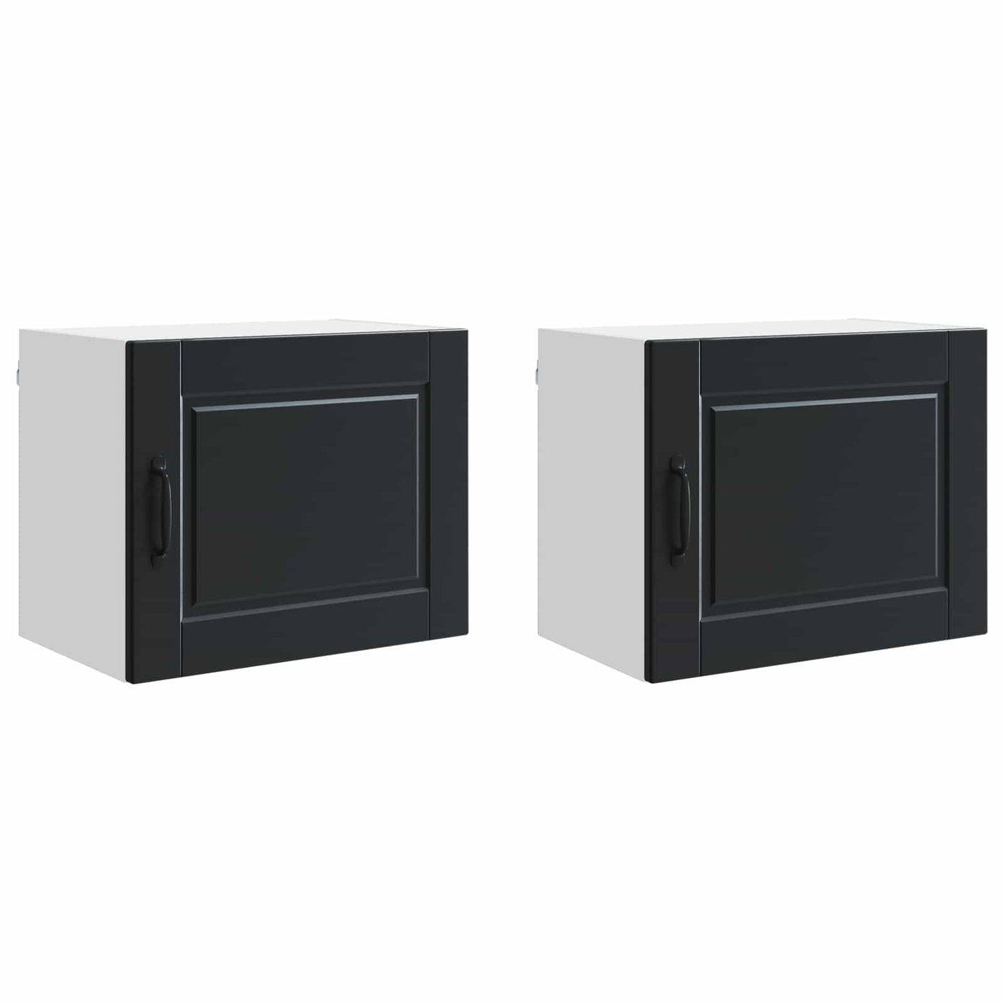 Armadietto a muro PORTO 2 pz Nero Legno ingegnerizzato