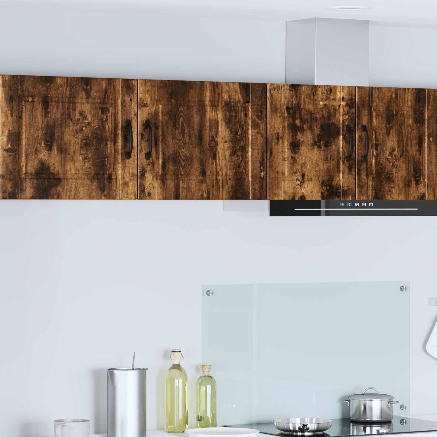 Armadietto a muro PORTO 2 pz Rovere fumé Legno ingegnerizzato