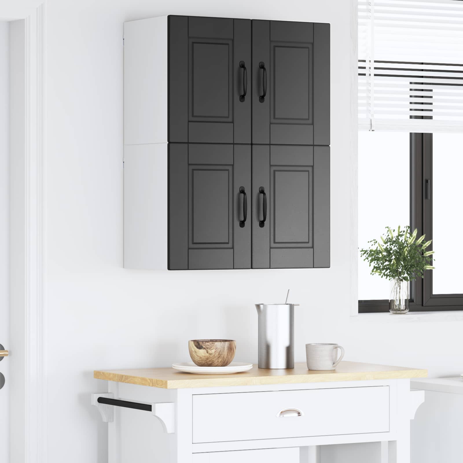 Armadietto a muro PORTO 2 pcs Nero 60 x 31 x 40 cm | homemem39