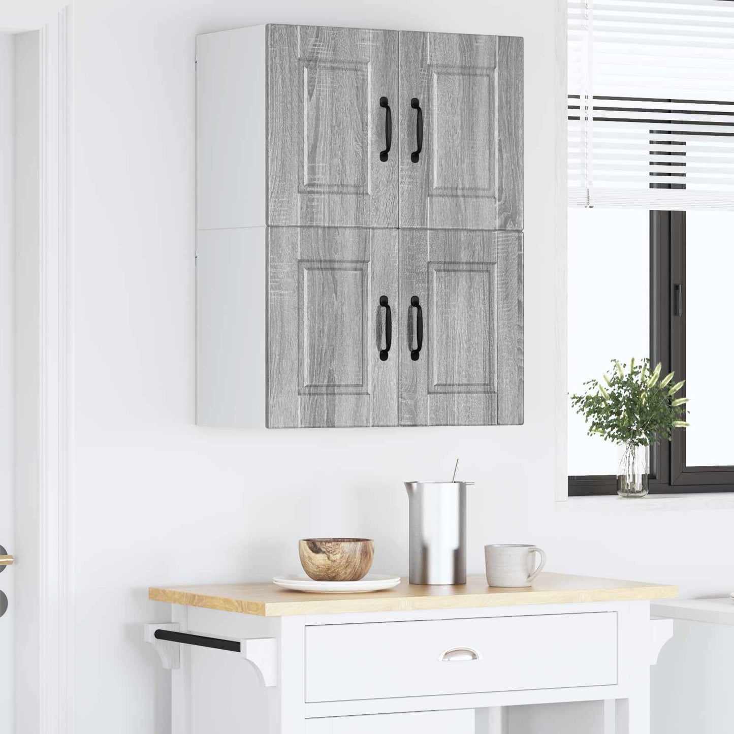 Armadietto a muro PORTO 2 pz Grigio Sonoma Legno ingegnerizzato