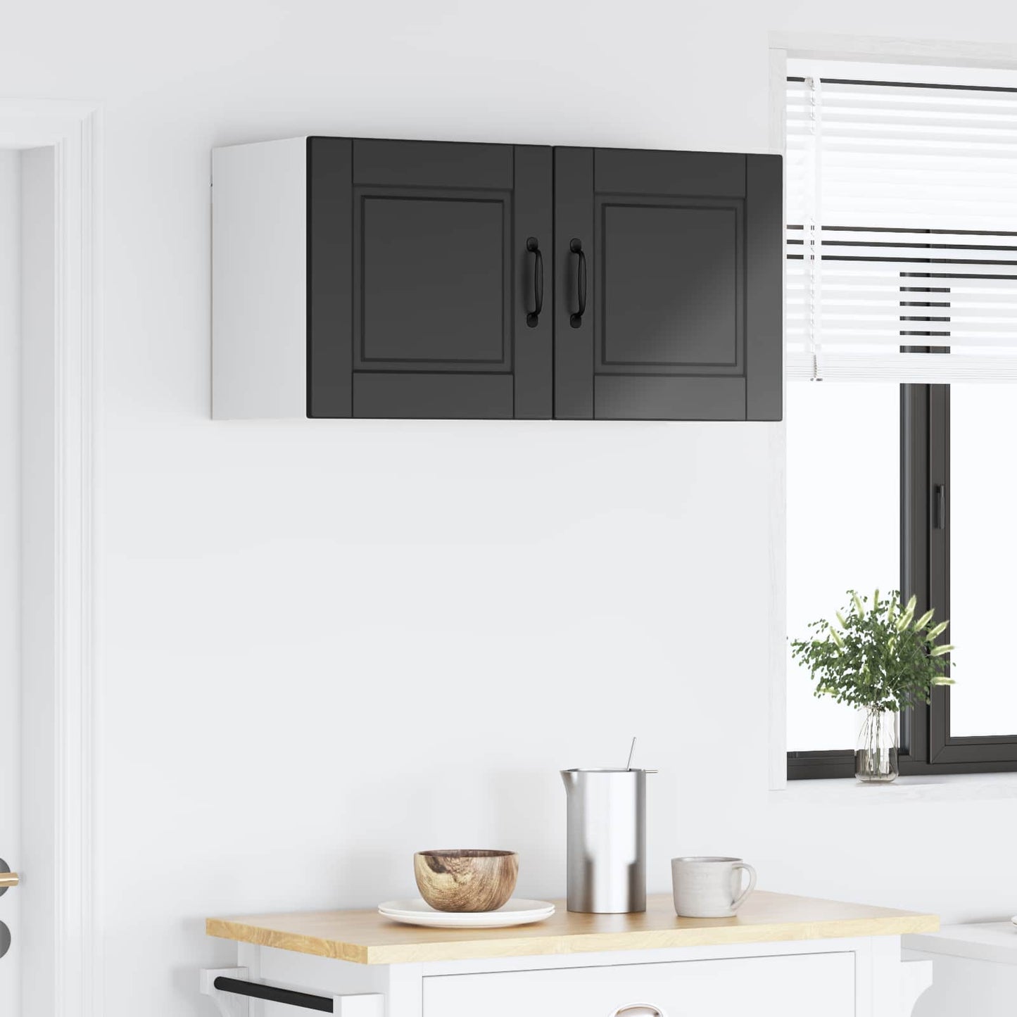 Armadietto a muro PORTO Nero 80 x 31 x 40 cm Legno multistrato