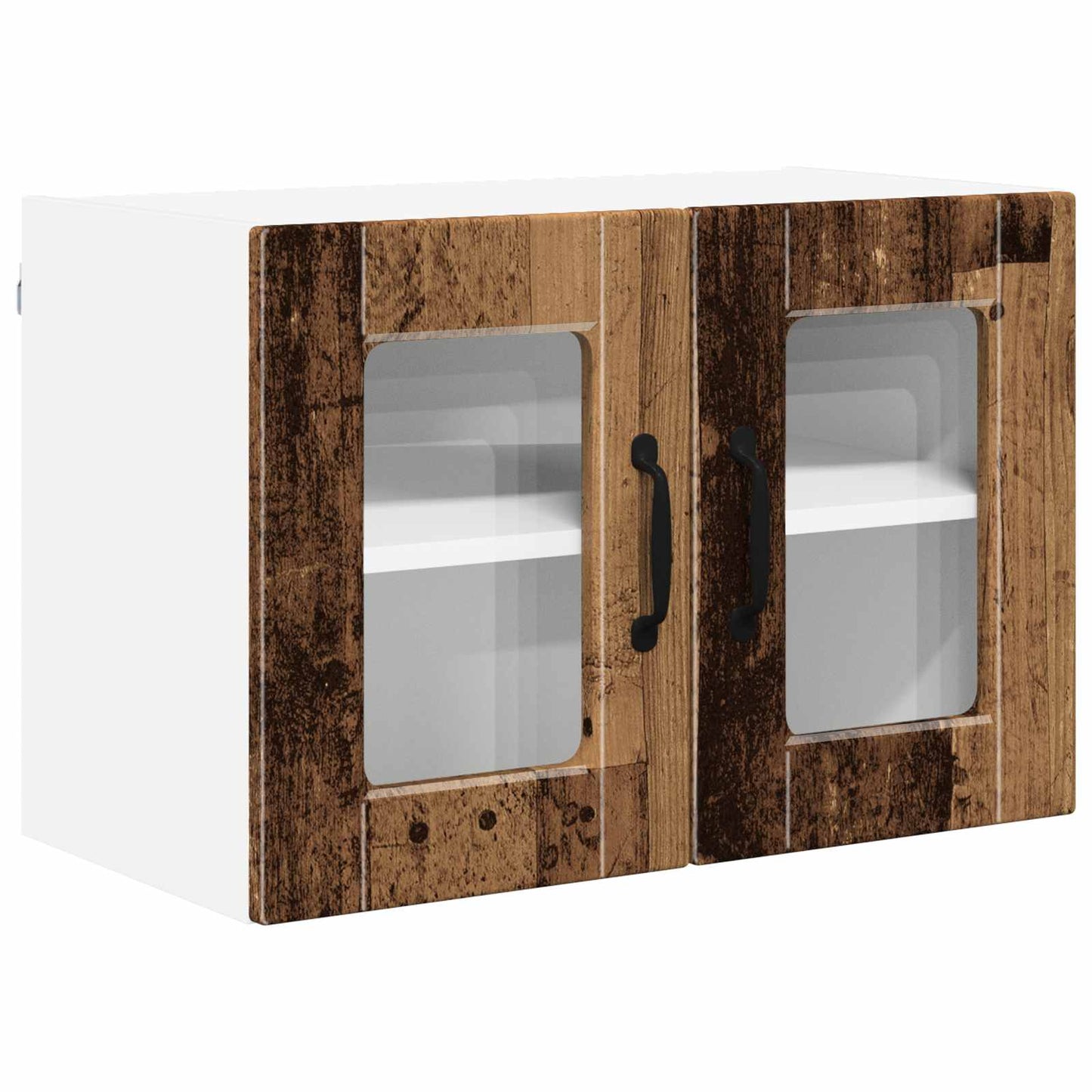 Mobile in vetro da parete PORTO 2 pz Legno vecchio
