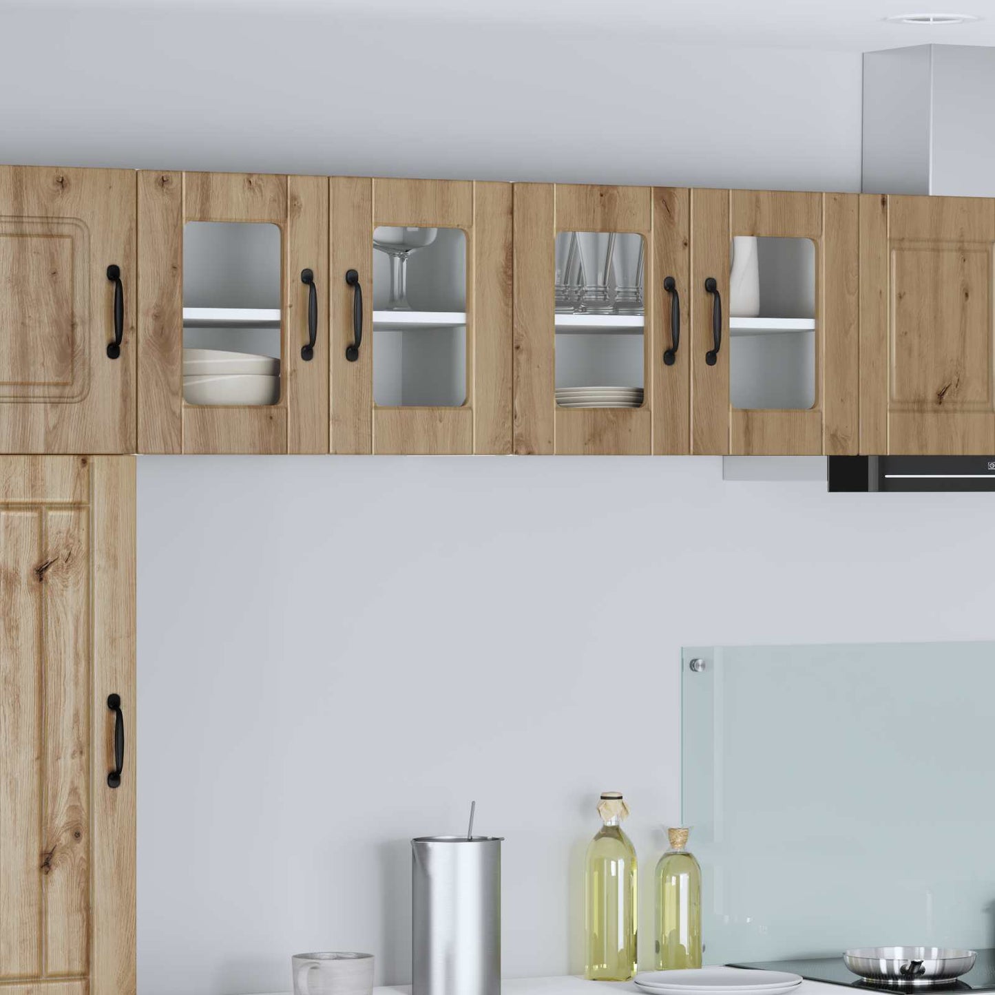 Mobile in vetro da parete PORTO 2 pcs Rovere artigianale