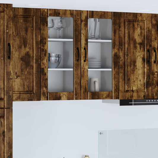 Mobile in vetro da parete PORTO 2 pz Rovere fumé