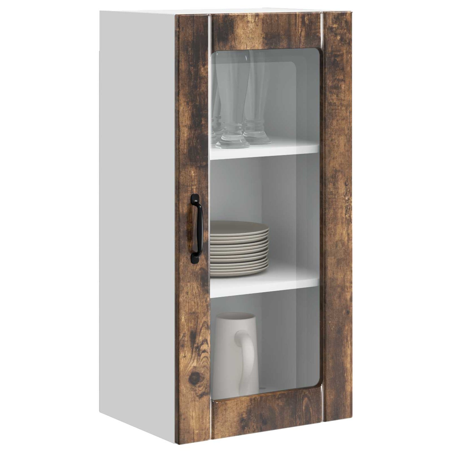 Mobile in vetro da parete PORTO 2 pcs Rovere fumé | homemem39