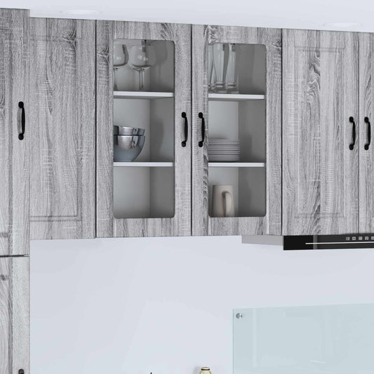 Mobile in vetro da parete PORTO 2 pcs Grigio Sonoma | homemem39