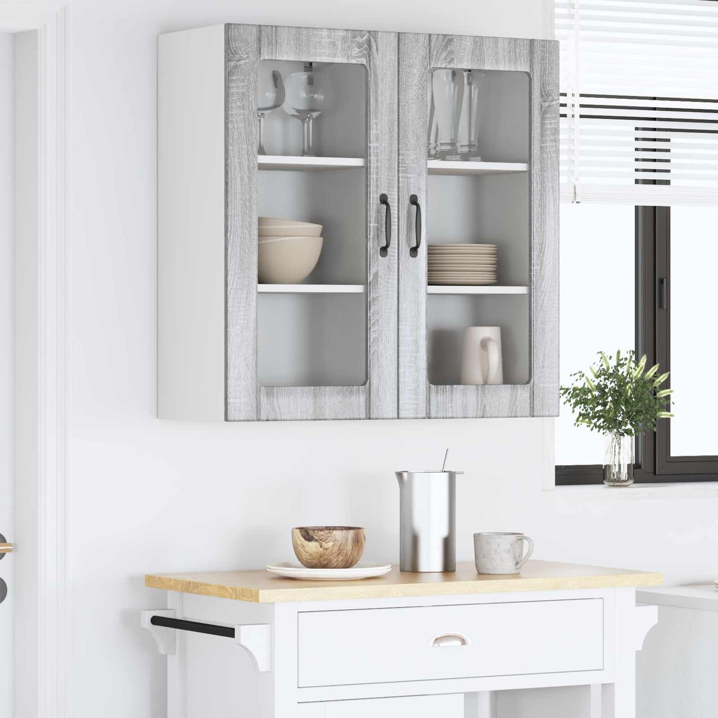 Mobile in vetro da parete PORTO 2 pcs Grigio Sonoma | homemem39