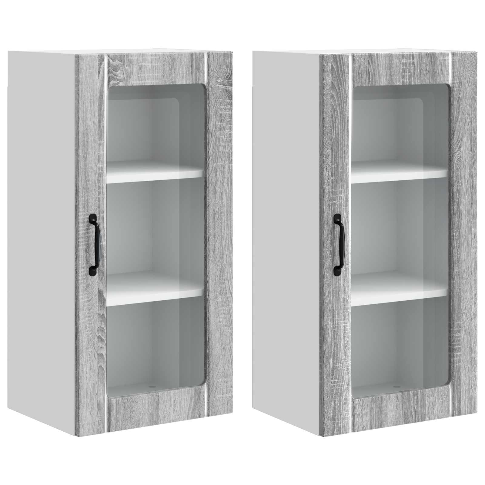 Mobile in vetro da parete PORTO 2 pcs Grigio Sonoma | homemem39
