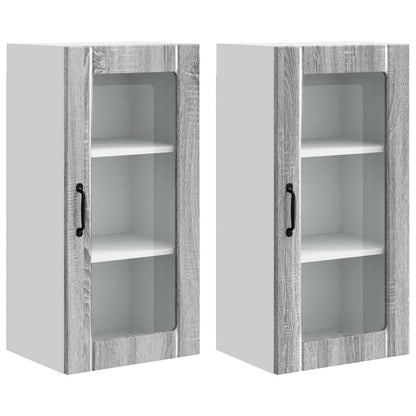 Mobile in vetro da parete PORTO 2 pcs Grigio Sonoma | homemem39