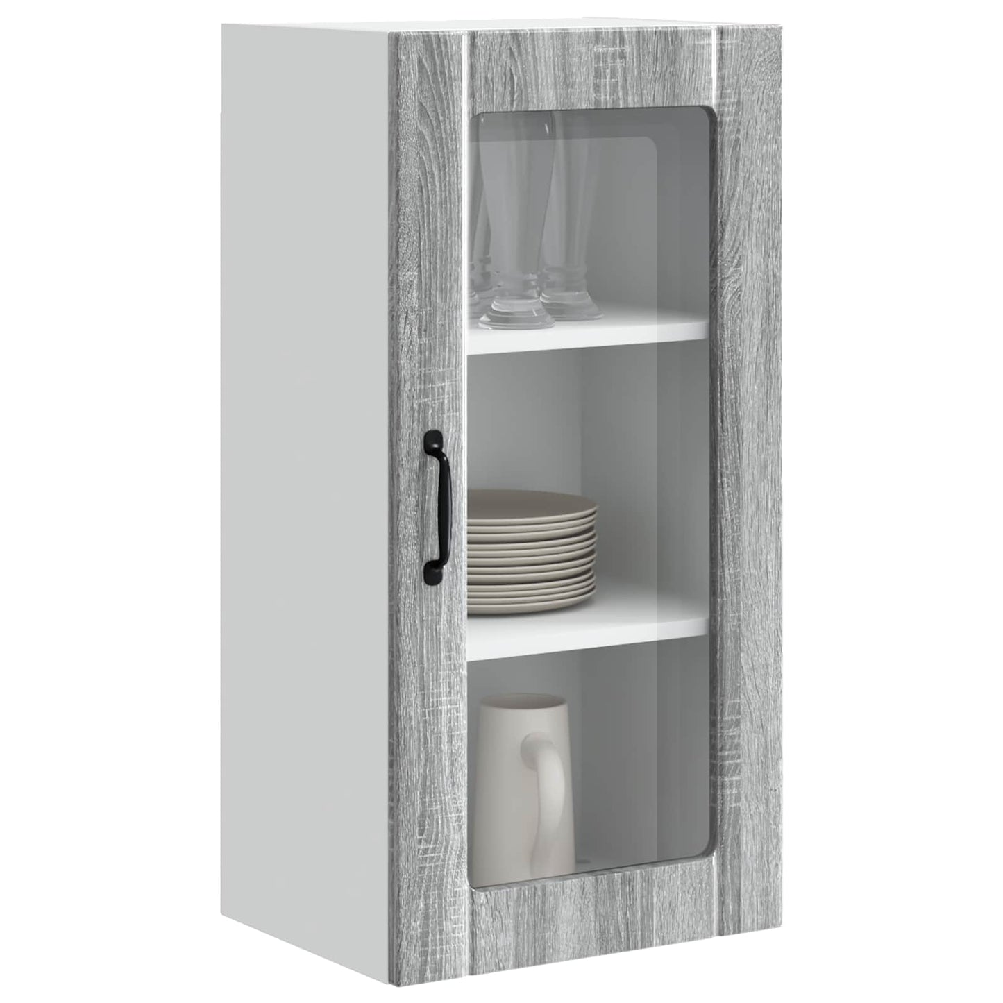 Mobile in vetro da parete PORTO 2 pcs Grigio Sonoma | homemem39