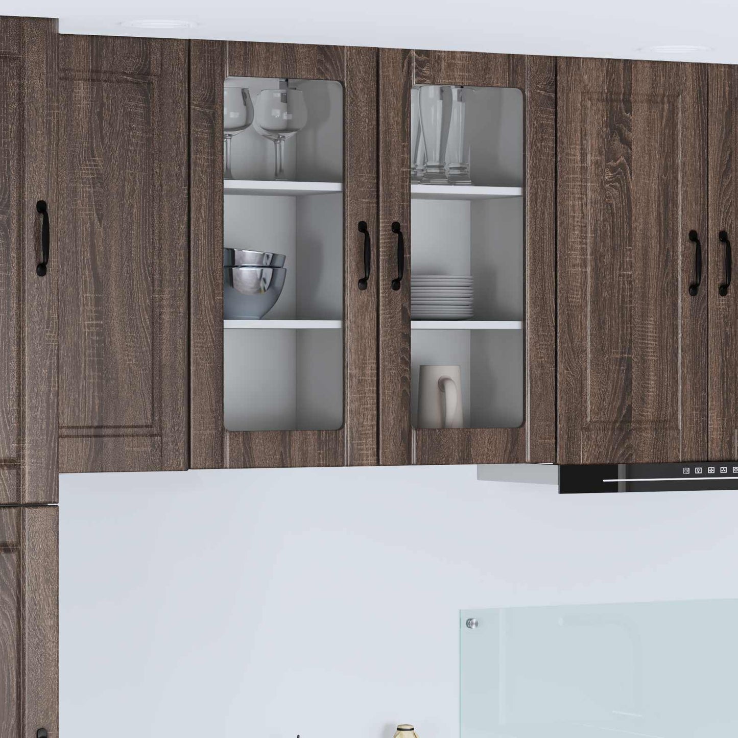 Mobile in vetro da parete PORTO 2 pcs Rovere Marrone | homemem39