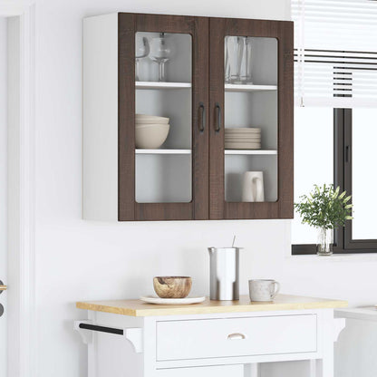 Mobile in vetro da parete PORTO 2 pcs Rovere Marrone | homemem39