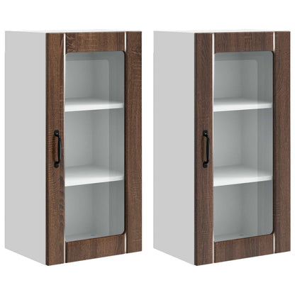 Mobile in vetro da parete PORTO 2 pcs Rovere Marrone | homemem39