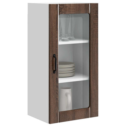 Mobile in vetro da parete PORTO 2 pcs Rovere Marrone | homemem39