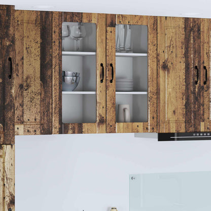 Mobile in vetro da parete PORTO 2 pcs Legno vecchio | homemem39