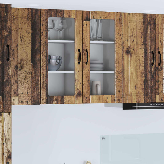 Mobile in vetro da parete PORTO 2 pcs Legno vecchio | homemem39