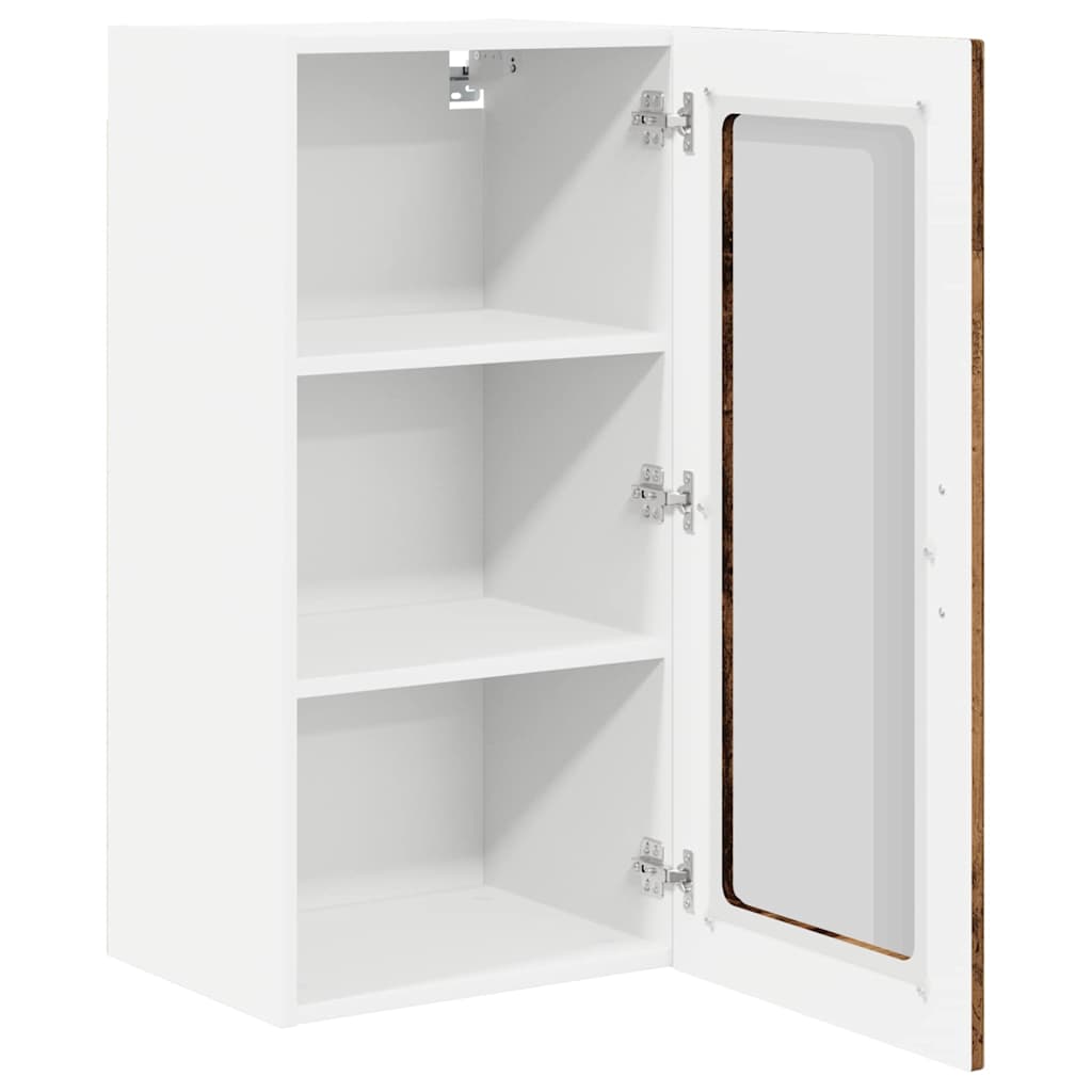 Mobile in vetro da parete PORTO 2 pcs Legno vecchio | homemem39