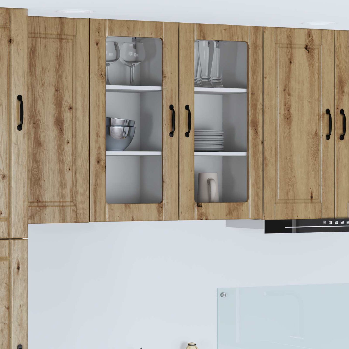 Mobile in vetro da parete PORTO 2 pcs Rovere artigianale | homemem39