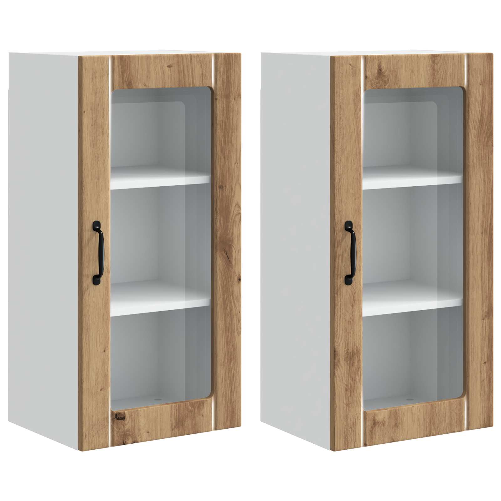 Mobile in vetro da parete PORTO 2 pcs Rovere artigianale | homemem39