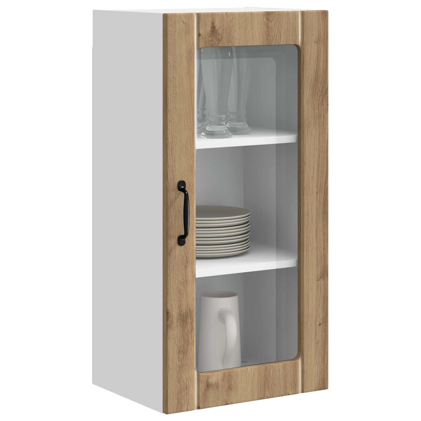 Mobile in vetro da parete PORTO 2 pcs Rovere artigianale | homemem39