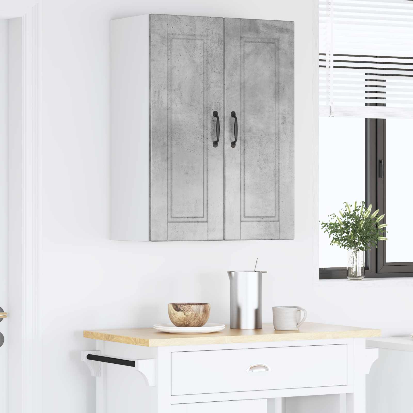Armadietto a muro PORTO 2 pcs Grigio cemento 30 x 31 x 80 cm | homemem39