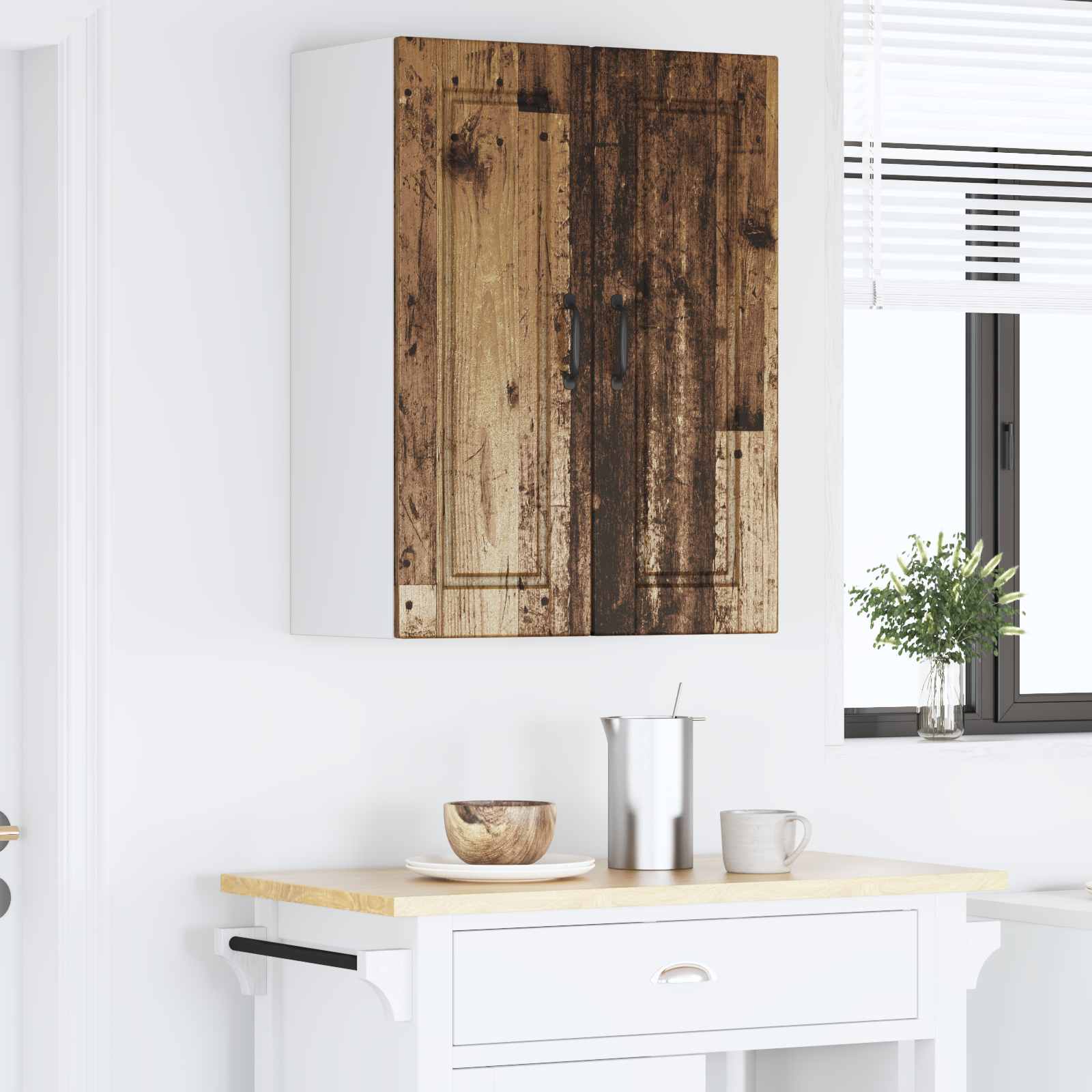 Armadietto a muro PORTO 2 pcs Legno vecchio 30 x 31 x 80 cm | homemem39