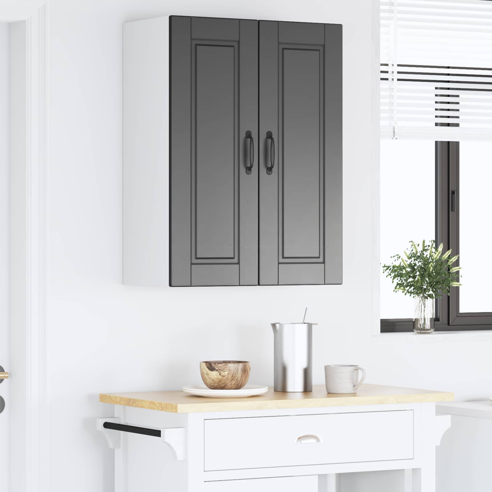 Armadietto a muro PORTO Nero 60 x 31 x 80 cm Legno multistrato | homemem39