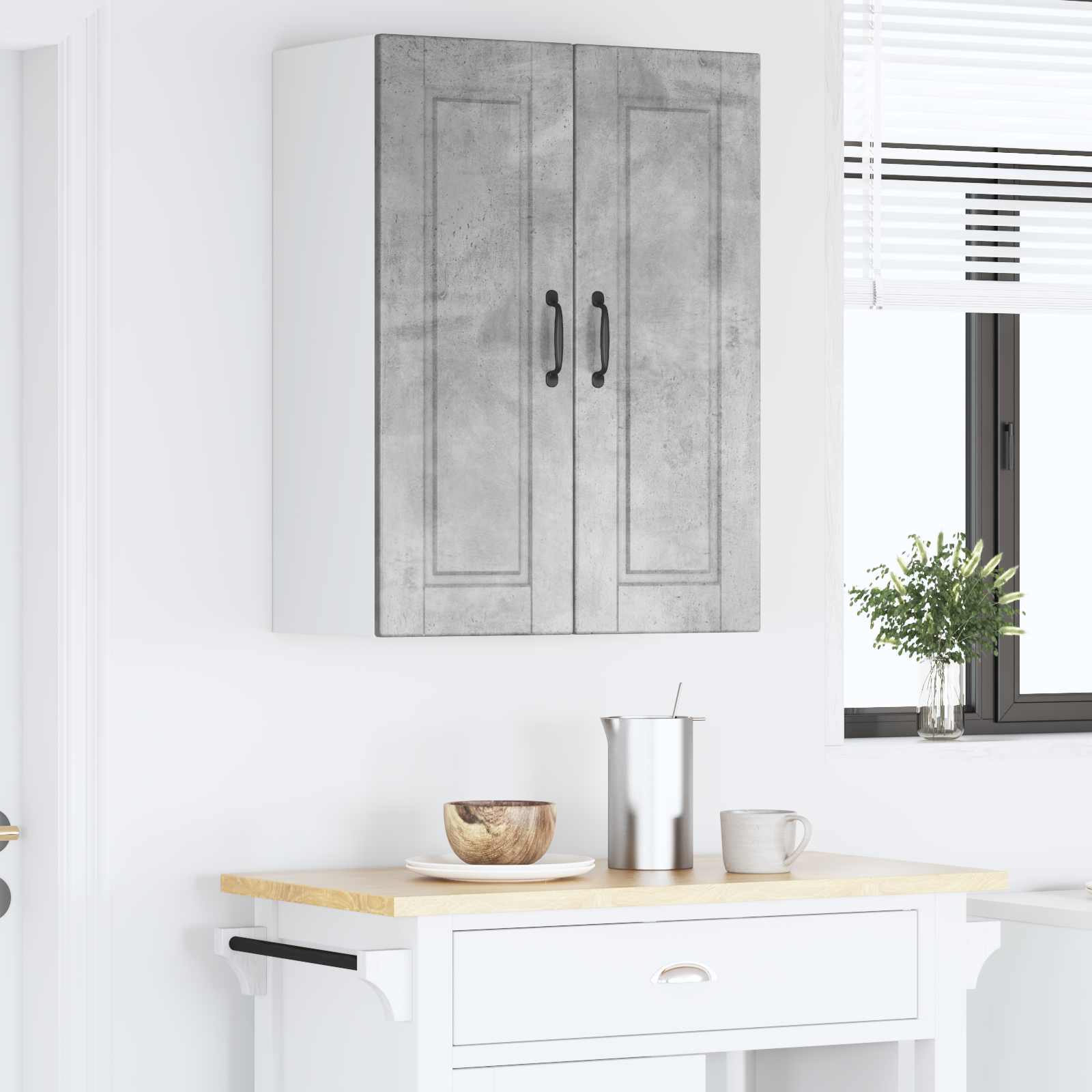 Armadietto a muro PORTO Grigio cemento 60 x 31 x 80 cm | homemem39