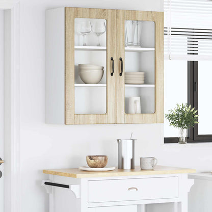 Mobile in vetro da parete PORTO Rovere Sonoma 80 x 31 x 80 cm | homemem39