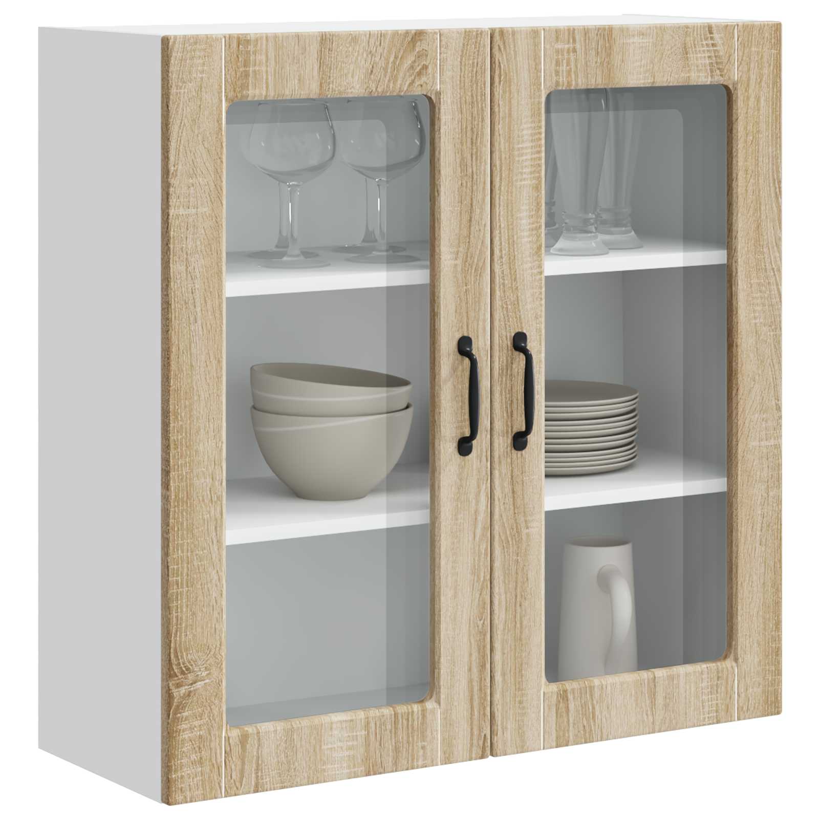 Mobile in vetro da parete PORTO Rovere Sonoma 80 x 31 x 80 cm | homemem39
