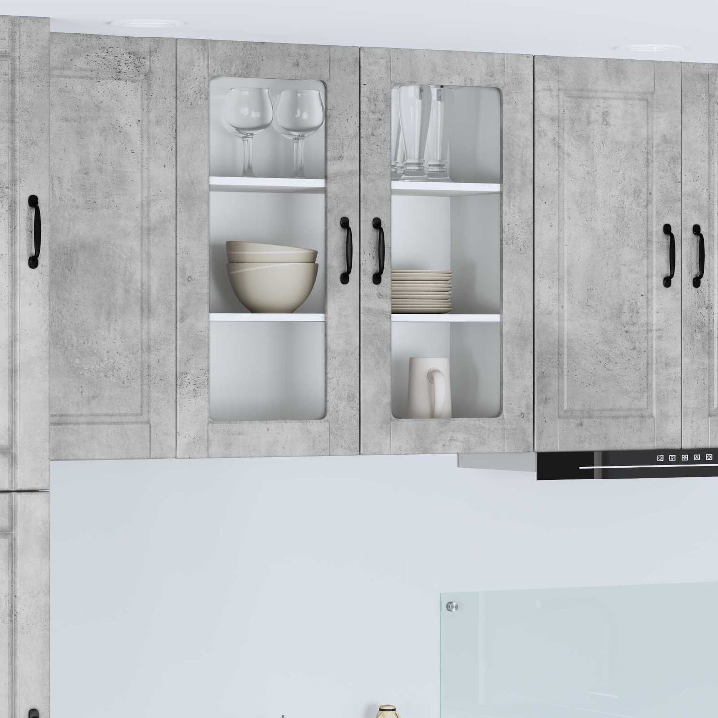 Mobile in vetro da parete PORTO Grigio cemento 80 x 31 x 80 cm | homemem39