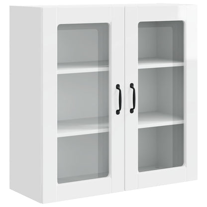 Mobile in vetro da parete PORTO Bianco Lucido 80 x 31 x 80 cm | homemem39