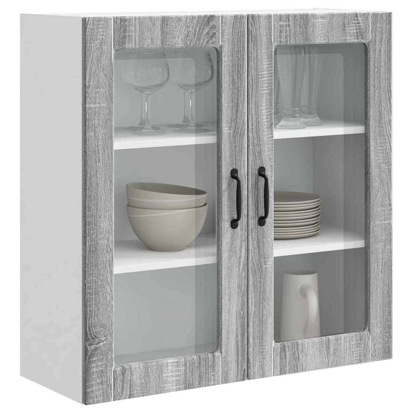 Mobile in vetro da parete PORTO Grigio Sonoma 80 x 31 x 80 cm | homemem39