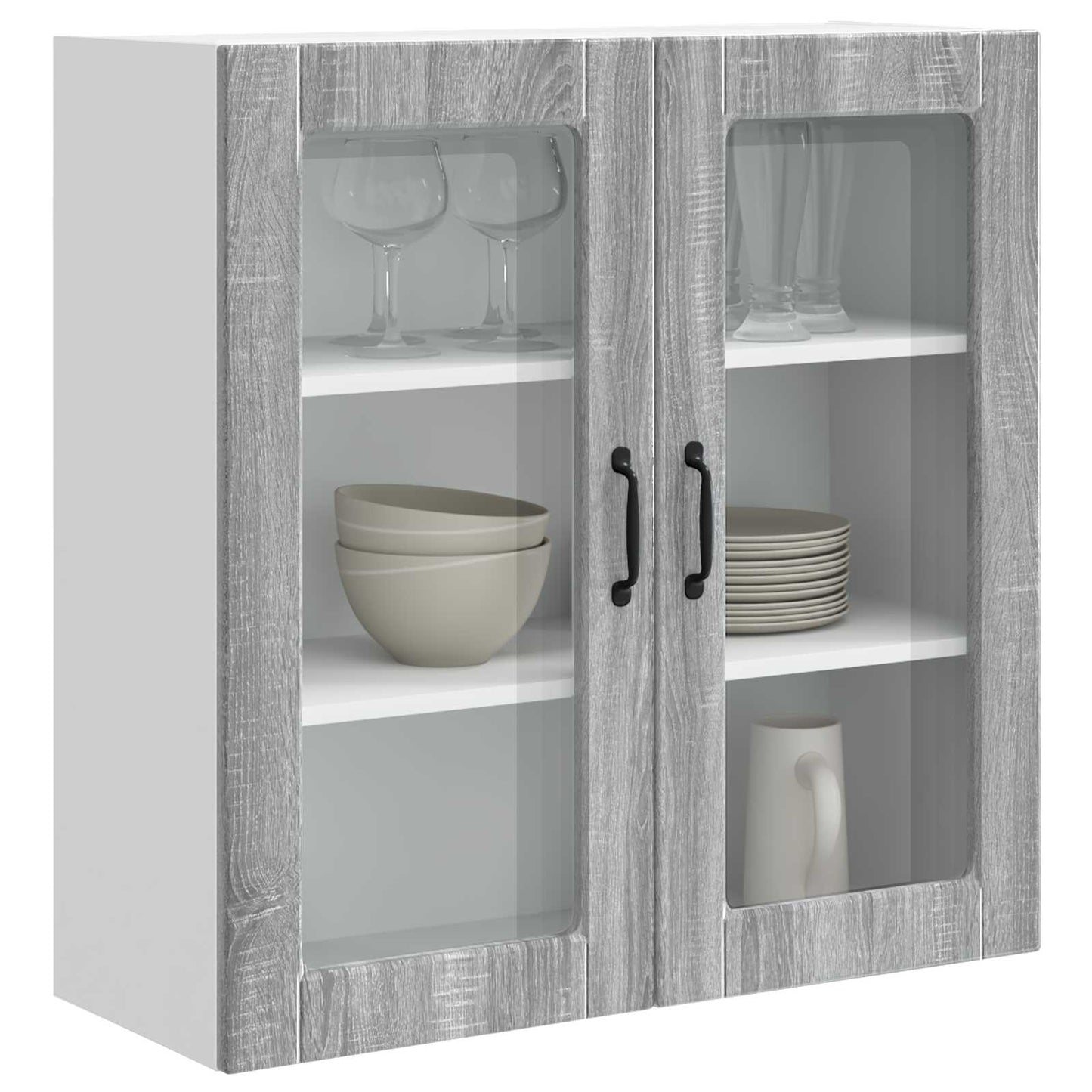 Mobile in vetro da parete PORTO Grigio Sonoma 80 x 31 x 80 cm - homemem39