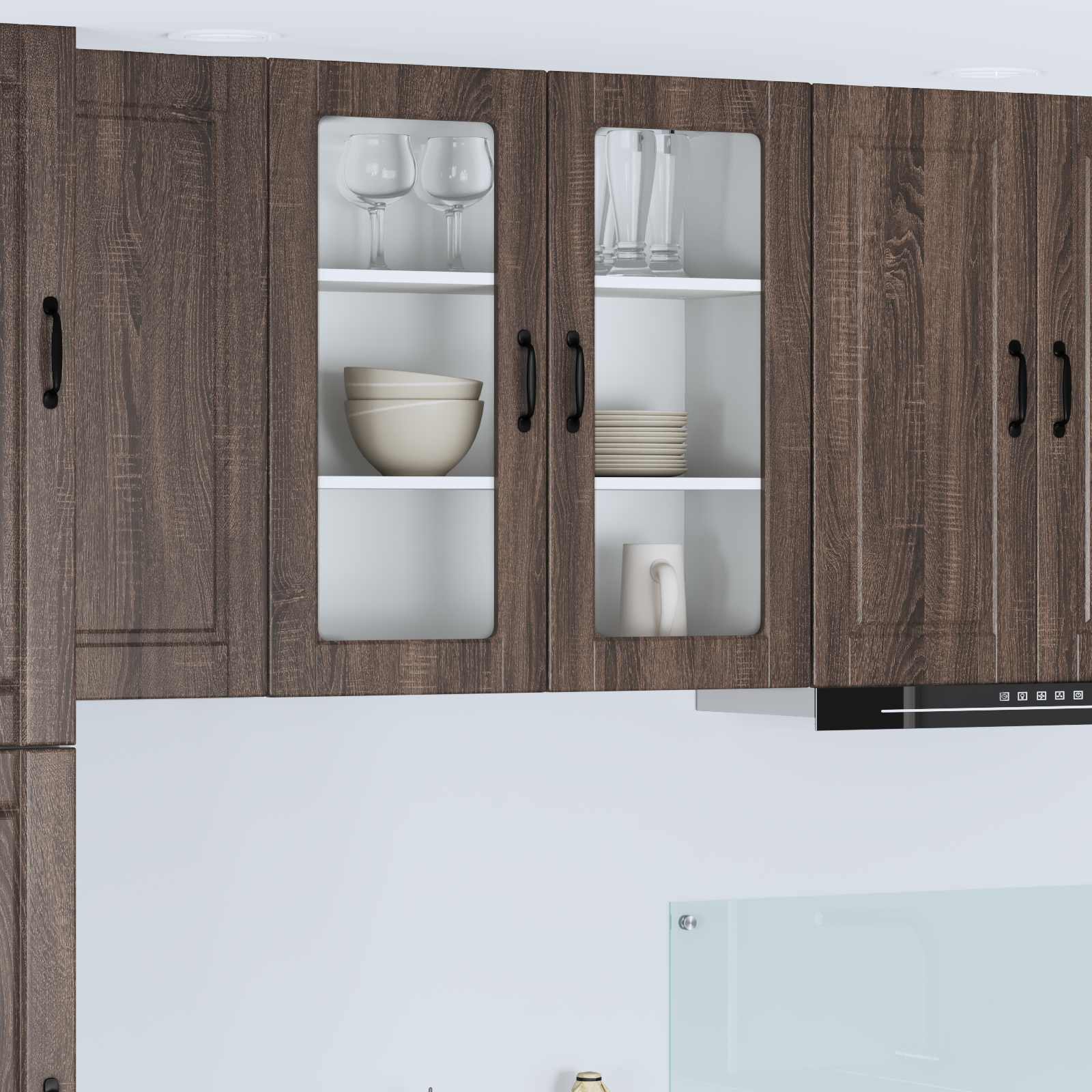 Mobile in vetro da parete PORTO Rovere Marrone 80 x 31 x 80 cm | homemem39