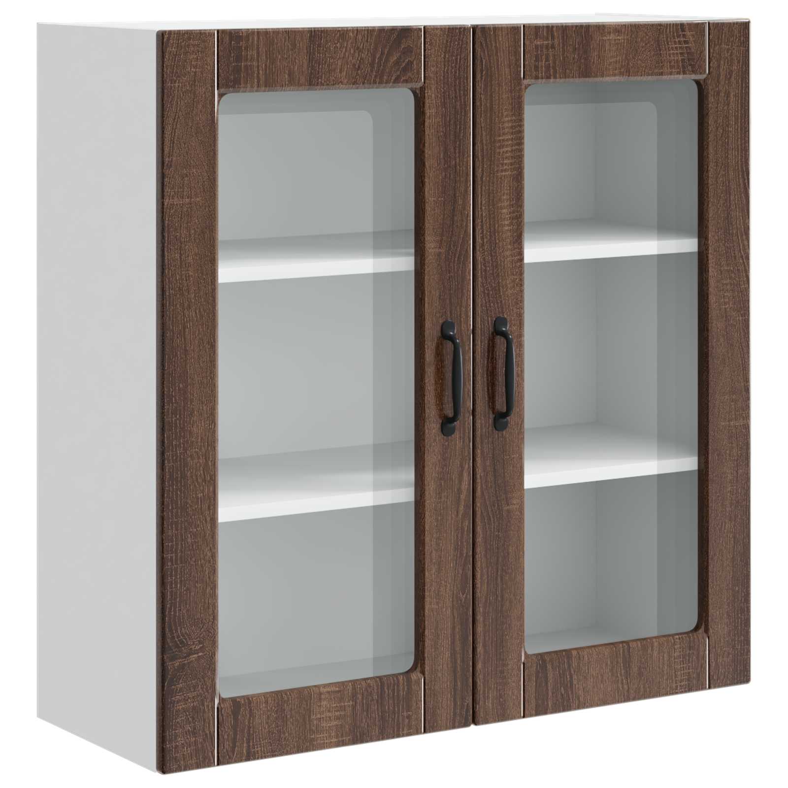 Mobile in vetro da parete PORTO Rovere Marrone 80 x 31 x 80 cm - homemem39