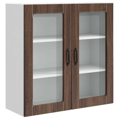 Mobile in vetro da parete PORTO Rovere Marrone 80 x 31 x 80 cm - homemem39
