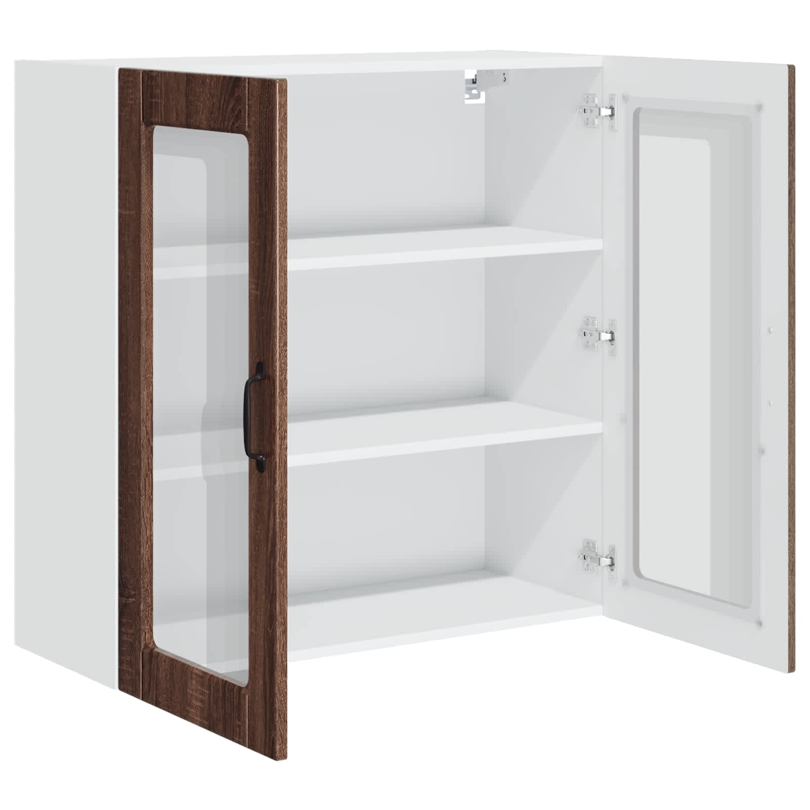 Mobile in vetro da parete PORTO Rovere Marrone 80 x 31 x 80 cm - homemem39