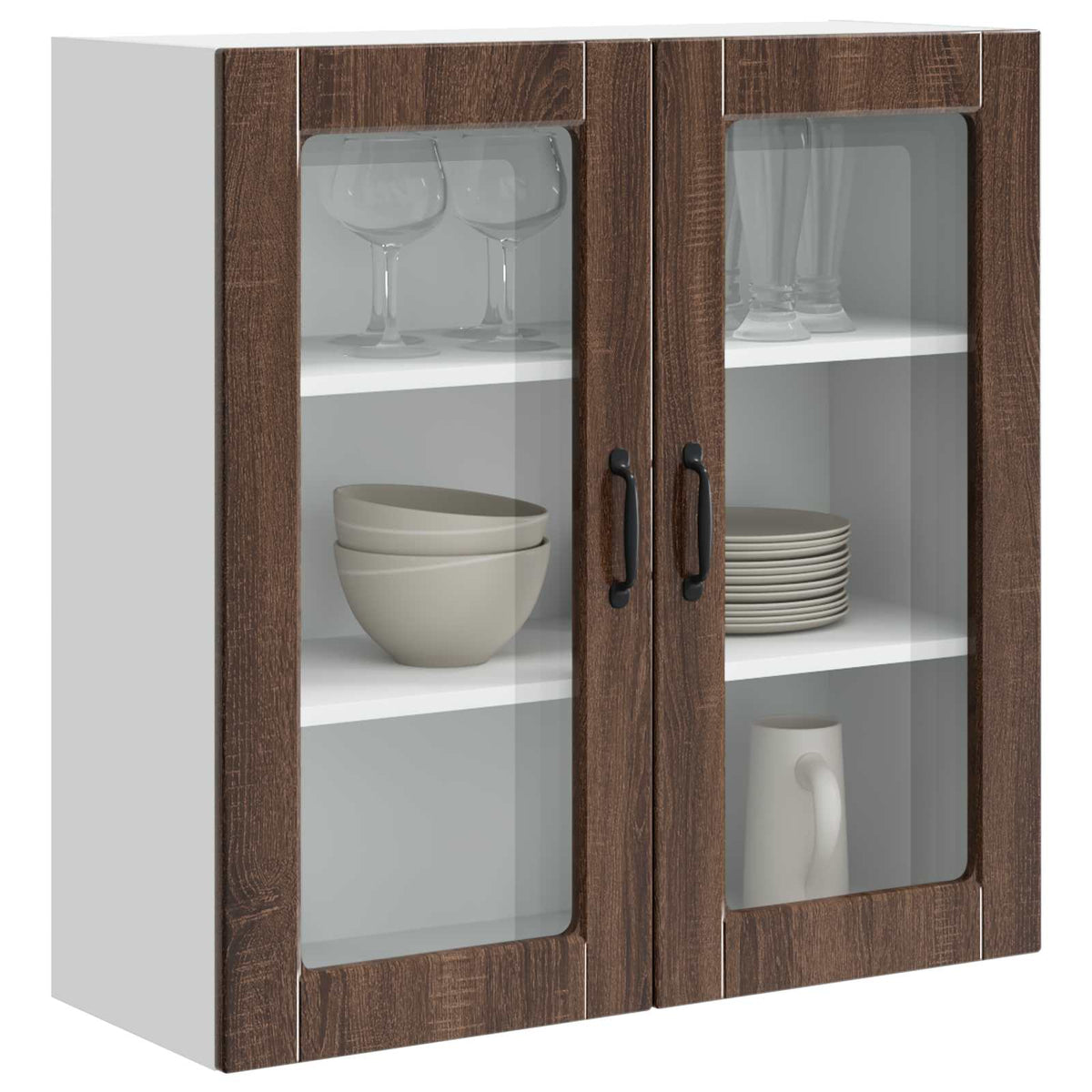 Mobile in vetro da parete PORTO Rovere Marrone 80 x 31 x 80 cm - homemem39