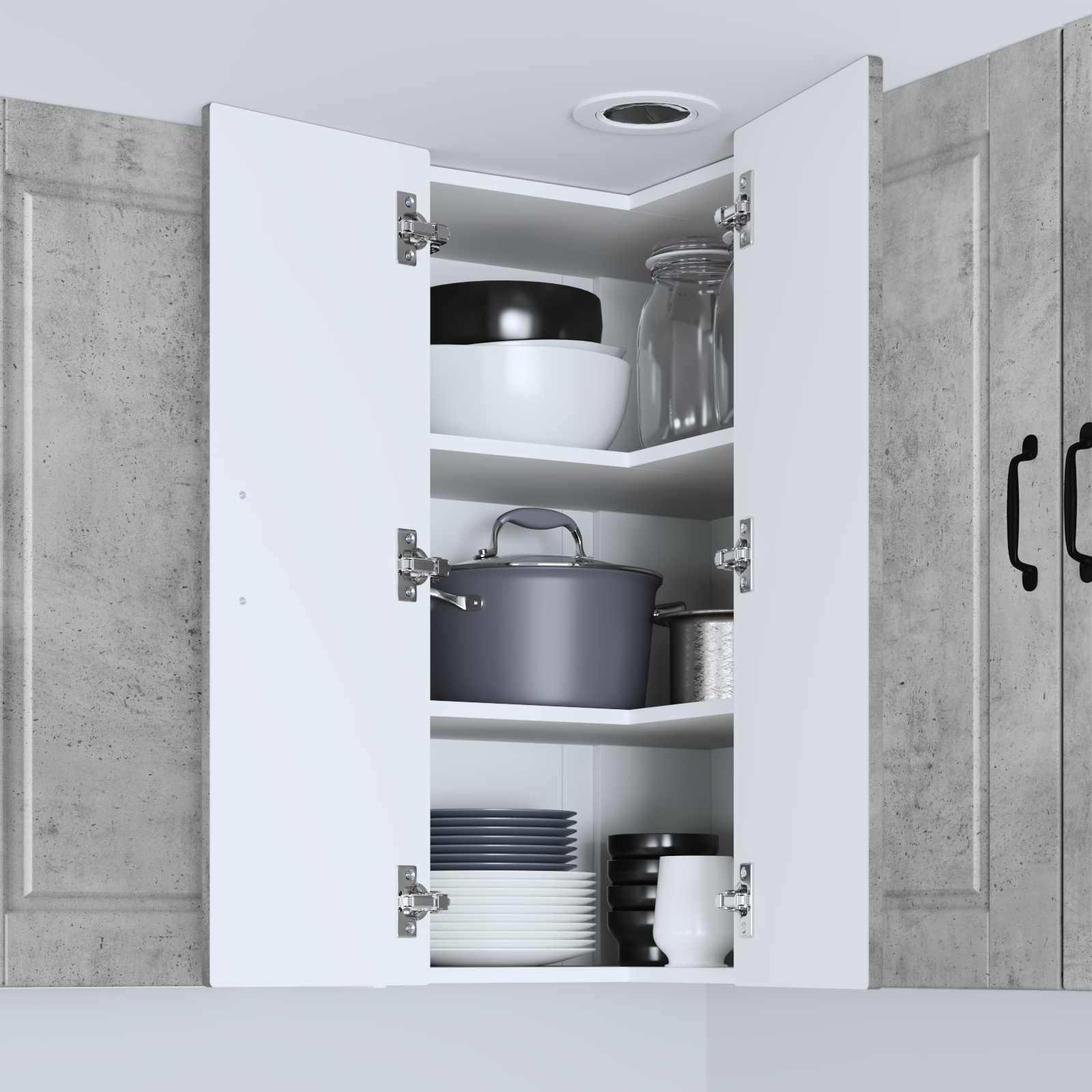 Mobile angolare per parete PORTO Grigio cemento 57 x 57 x 80 cm | homemem39