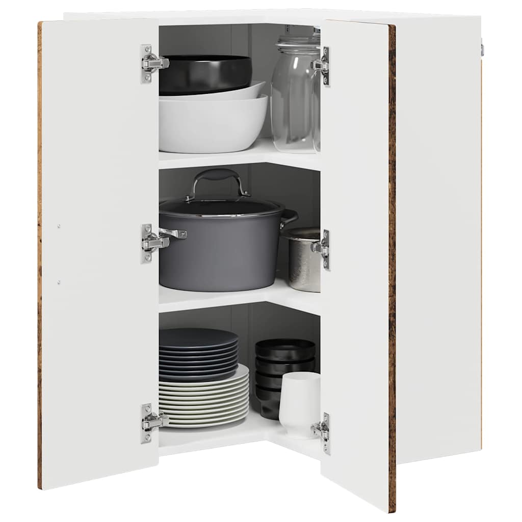 Mobile angolare per parete PORTO Legno vecchio 57 x 57 x 80 cm | homemem39