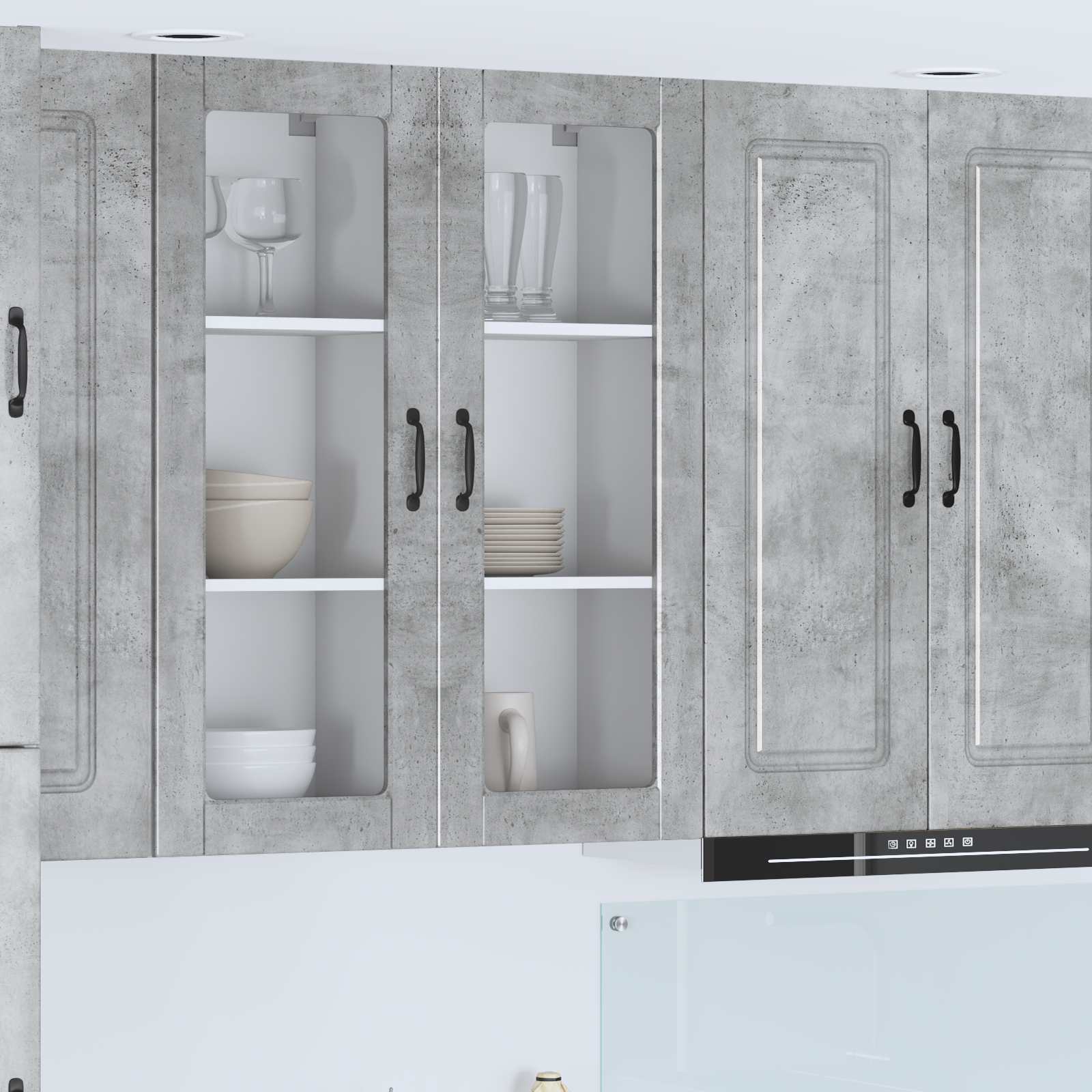 Mobile in vetro da parete PORTO Grigio cemento 40 x 31 x 100 cm | homemem39