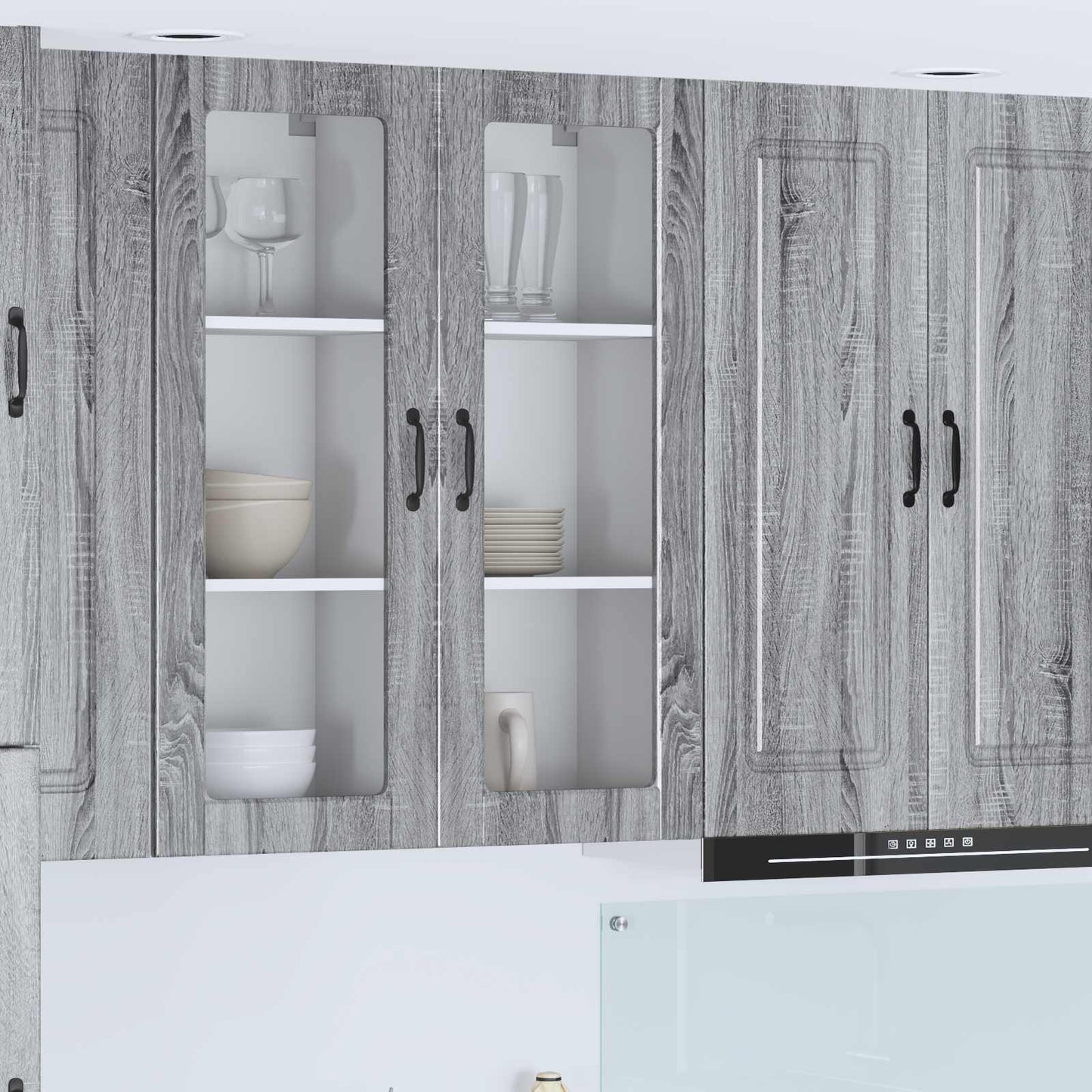 Mobile in vetro da parete PORTO Grigio Sonoma 40 x 31 x 100 cm | homemem39
