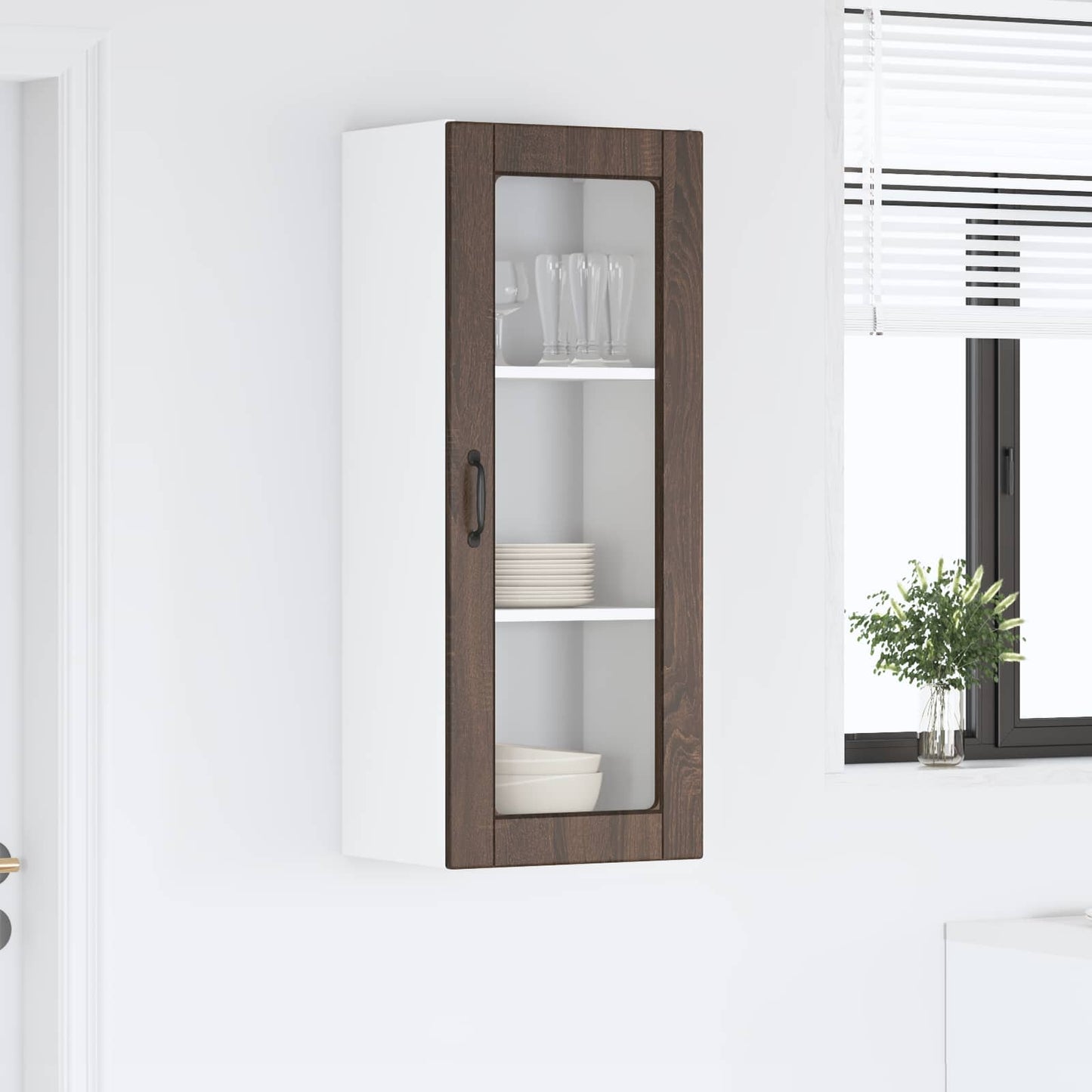 Mobile in vetro da parete PORTO Rovere Marrone 40 x 31 x 100 cm | homemem39