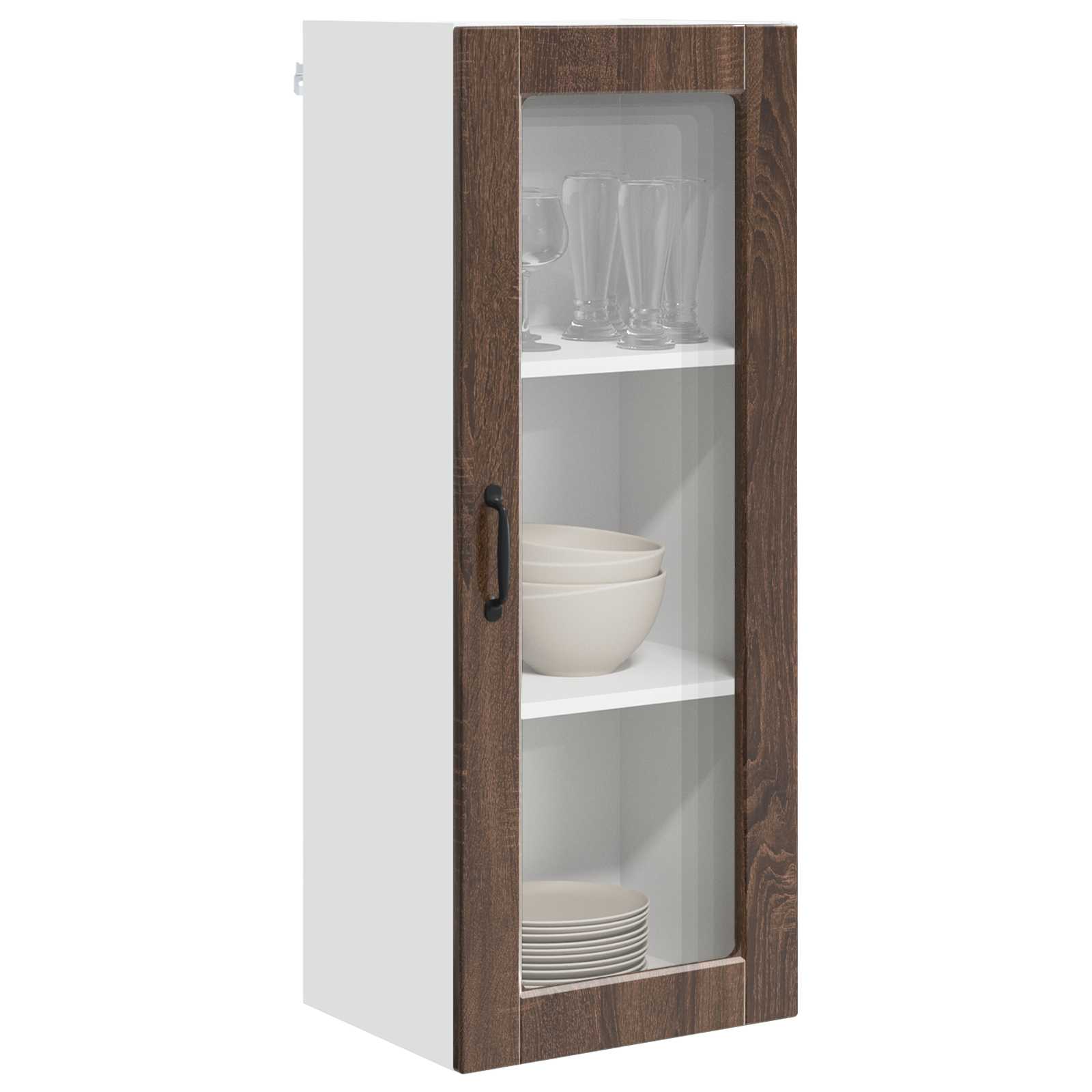 Mobile in vetro da parete PORTO Rovere Marrone 40 x 31 x 100 cm | homemem39