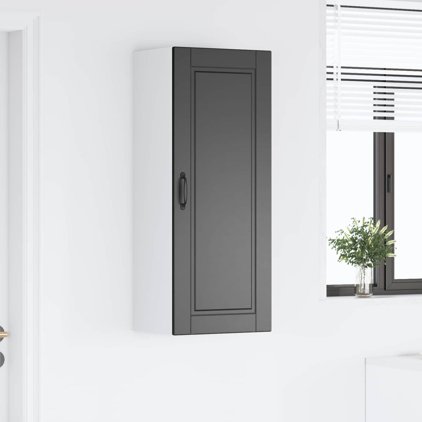 Armadietto a muro PORTO Nero 40 x 31 x 100 cm Legno multistrato | homemem39