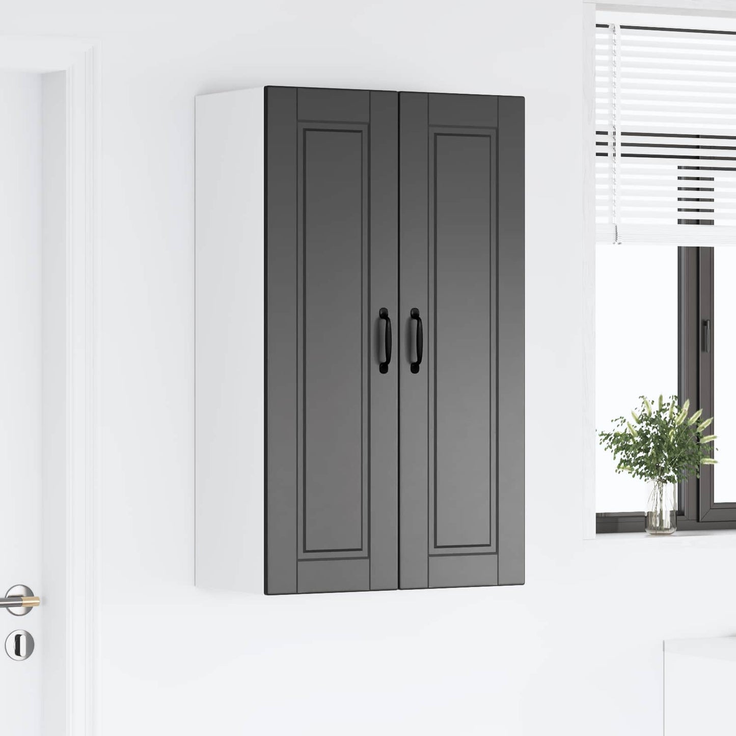 Armadietto a muro PORTO Nero 60 x 31 x 100 cm Legno multistrato