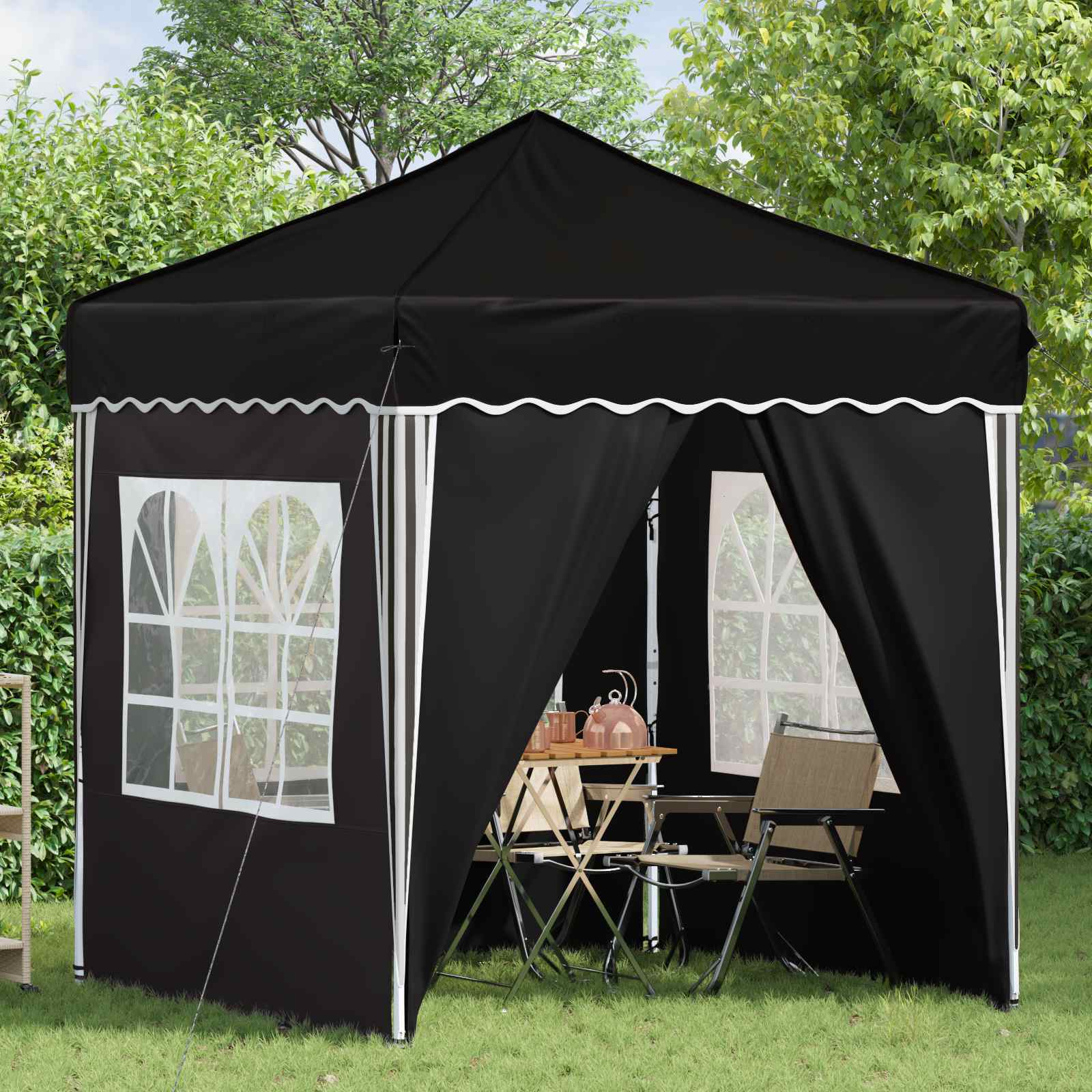 Tenda per feste a pop-up 195 x 195 x 245 cm Nero Tessuto Oxford | homemem39