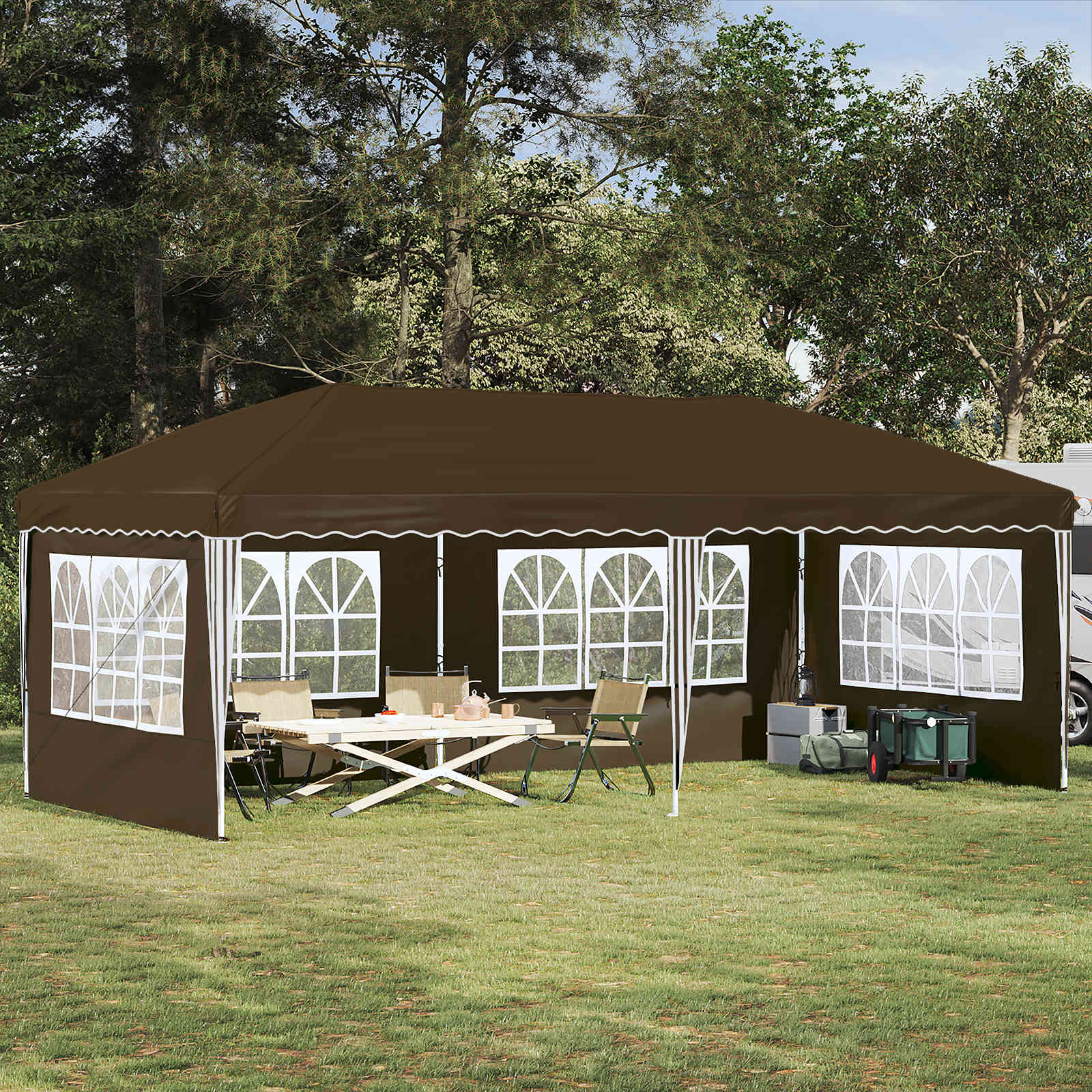 Tenda per feste a pop-up 575 x 289 x 245 cm Tortora | homemem39
